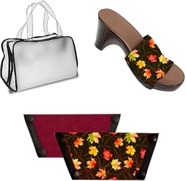 Onesole Cafe Traveler Fall Leaves & Burgundy Set, 3 inch soul lightweight wedge, Interchangeable all leaf print and burgundy solid tops, Tops for womens wedge Sandals, As Seen on Shark Tank Size 10