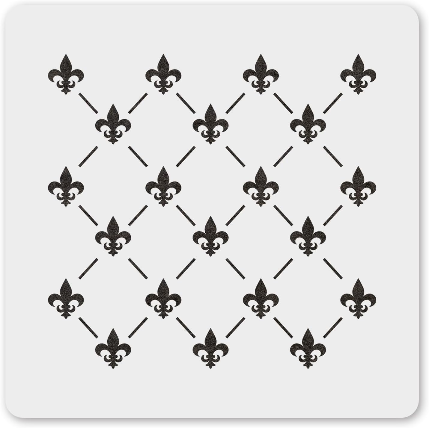MAGJUCHE Fleur De Lis Allover Pattern Stencil 6 Inches, Reusable French Stencil for Wall Painting DIY Crafts Decor