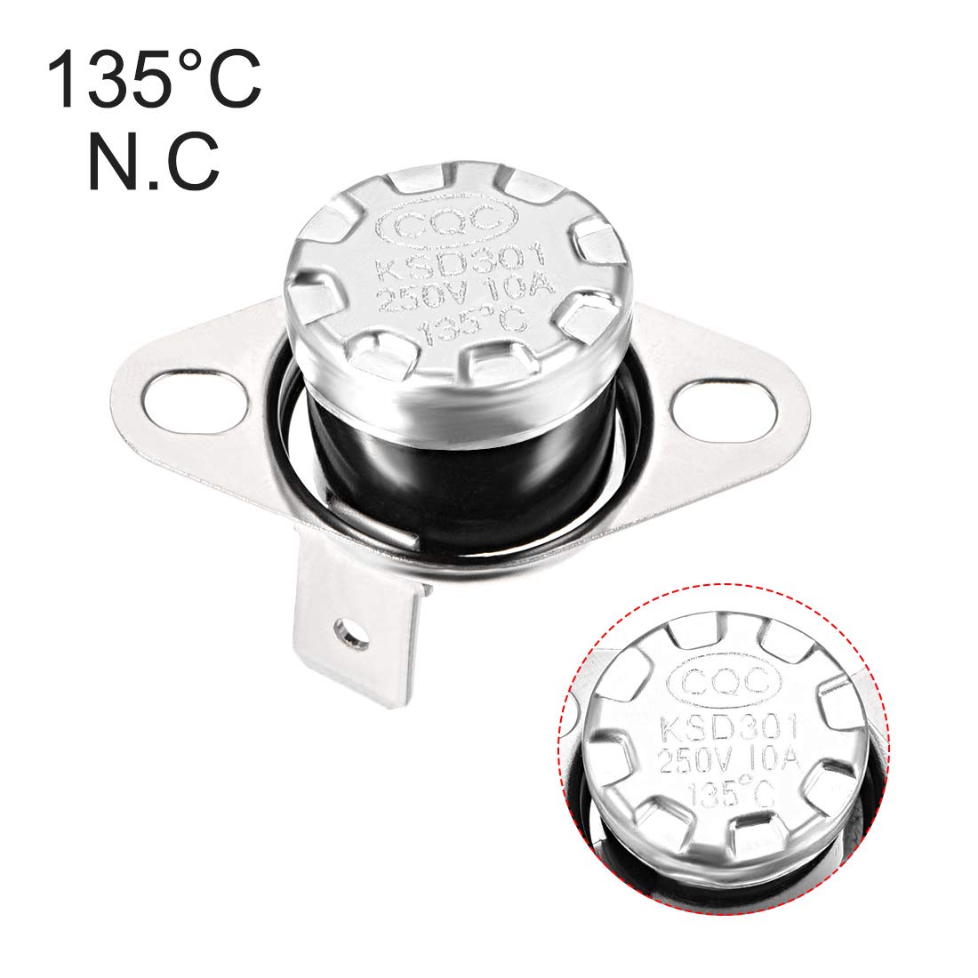 Produktbild von QUARKZMAN 8 Stück Thermoschalter 65°C Geschlossen 250V 16A Temperaturschalter Thermostat KSD301 Bimetall Thermoschutz Für Mikrowellen, Backöfen, Kaffeemaschinen