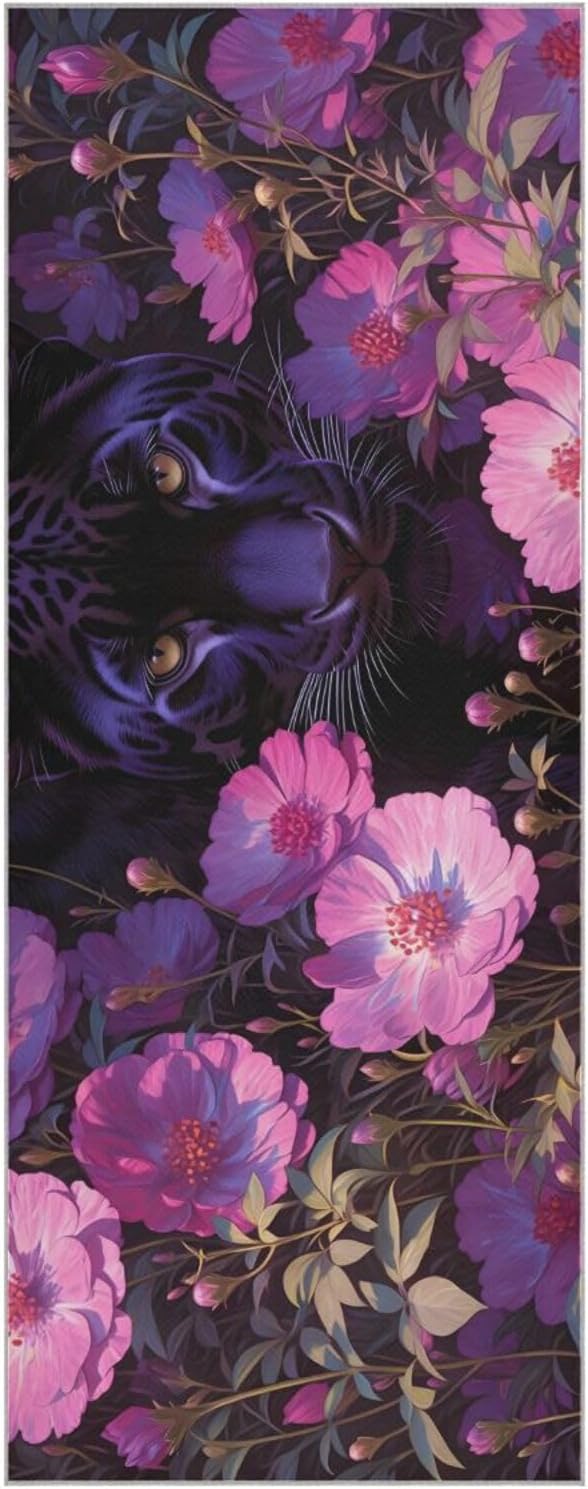 Cheetah Florals Hot Yoga Towel – Stylish, Non-Slip, Grip Dot, Super Absorbent, 27" x 73" - Yoga Mat Towels for Exercise, Fitness