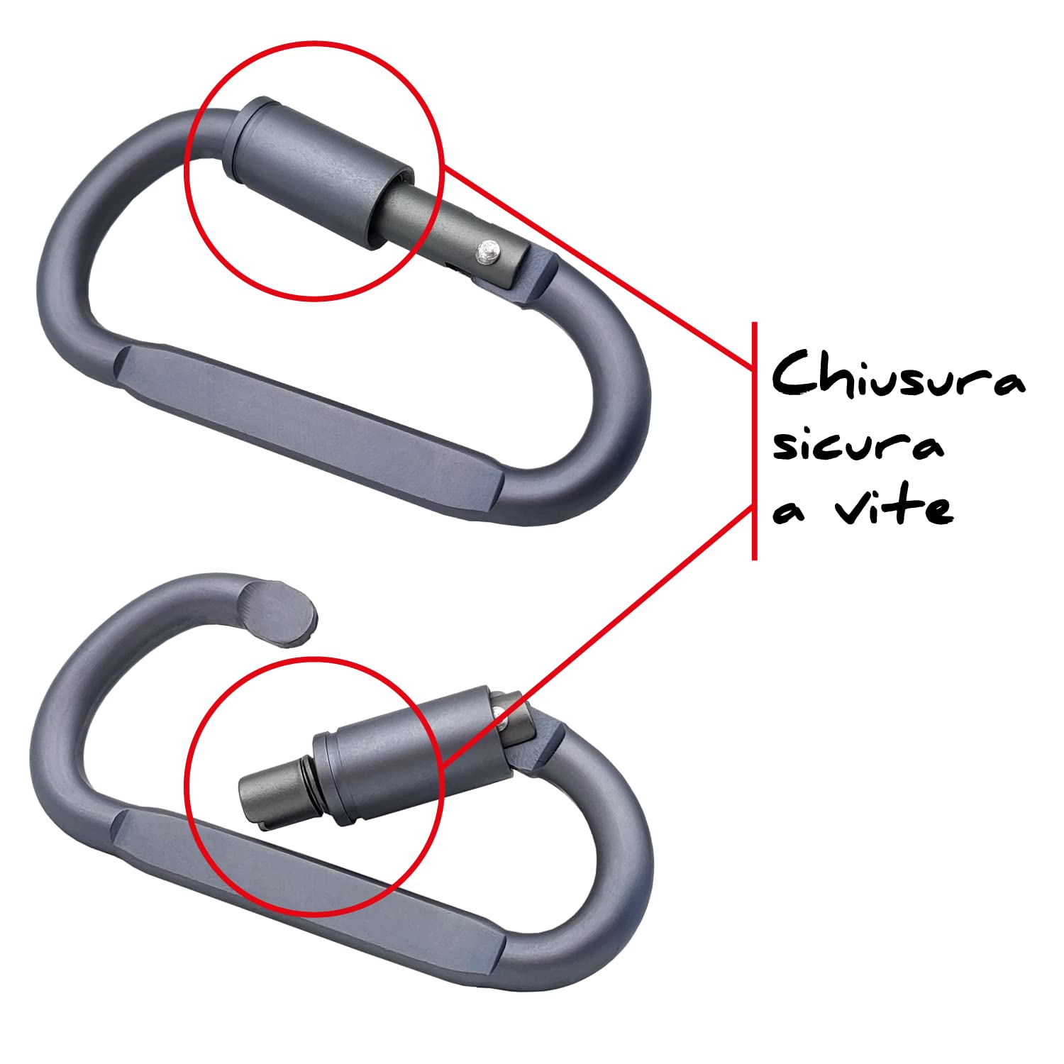 5 Moschettoni In Alluminio A D - Portachiavi Multiuso Per Outdoor E Casa - Foto 9