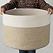 COSYLAND XXLarge Woven Storage Basket 19.7X 19.7X 13 inches Cotton Rope Organizer Baby Laundry Baskets for Blanket Toys Towels Nursery Hamper Bin with Handle