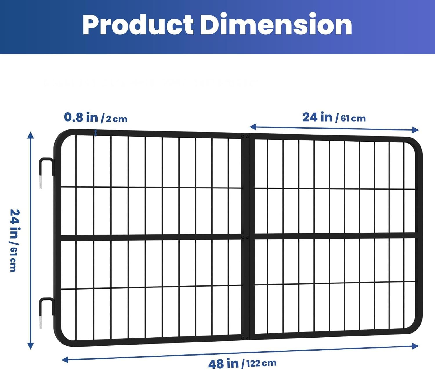 48" W x 24" H Horse Stall Door Guard, Heavy Duty Horse Stall Gate with Sturdy Manganese Steel Frame, Easy Installation, Straight/Yoke Style Choices Fit for Standard Barn Doorways