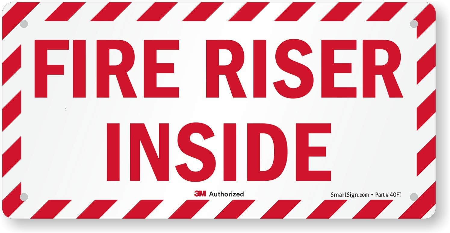 SmartSign - LB-1530-RA-05x10 "Fire Riser Inside" Sign | 5" x 10" 3M Reflective Aluminum Red on White