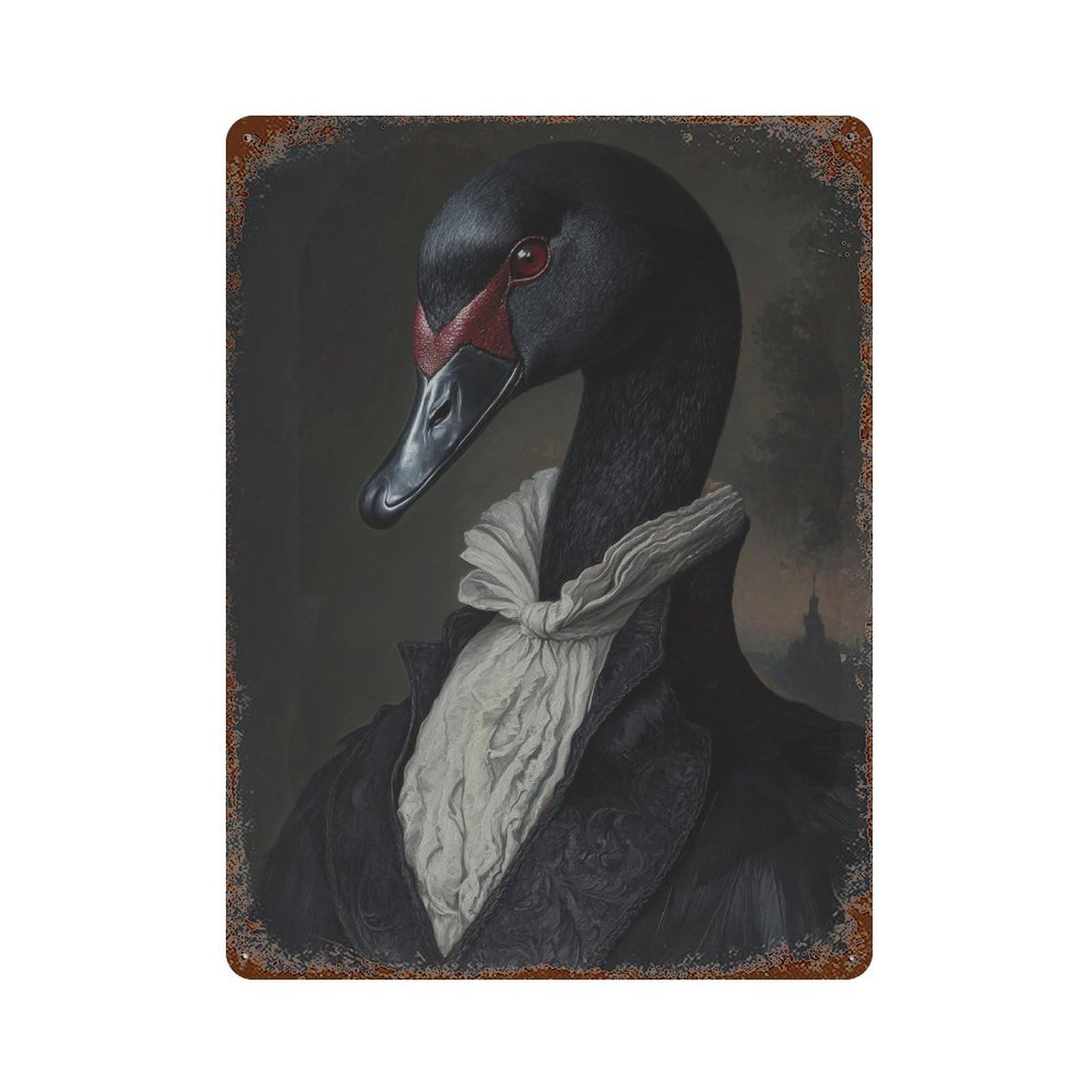 Victorian Black Swan Dark Academia Whimsical Decor Antique Bird Illustration Vintage Rustic Aesthetic Wall Decor Art Metal Tin Poster Modern Home Decor Art Home Bar Shop Decorations Vintage Sign 40x3