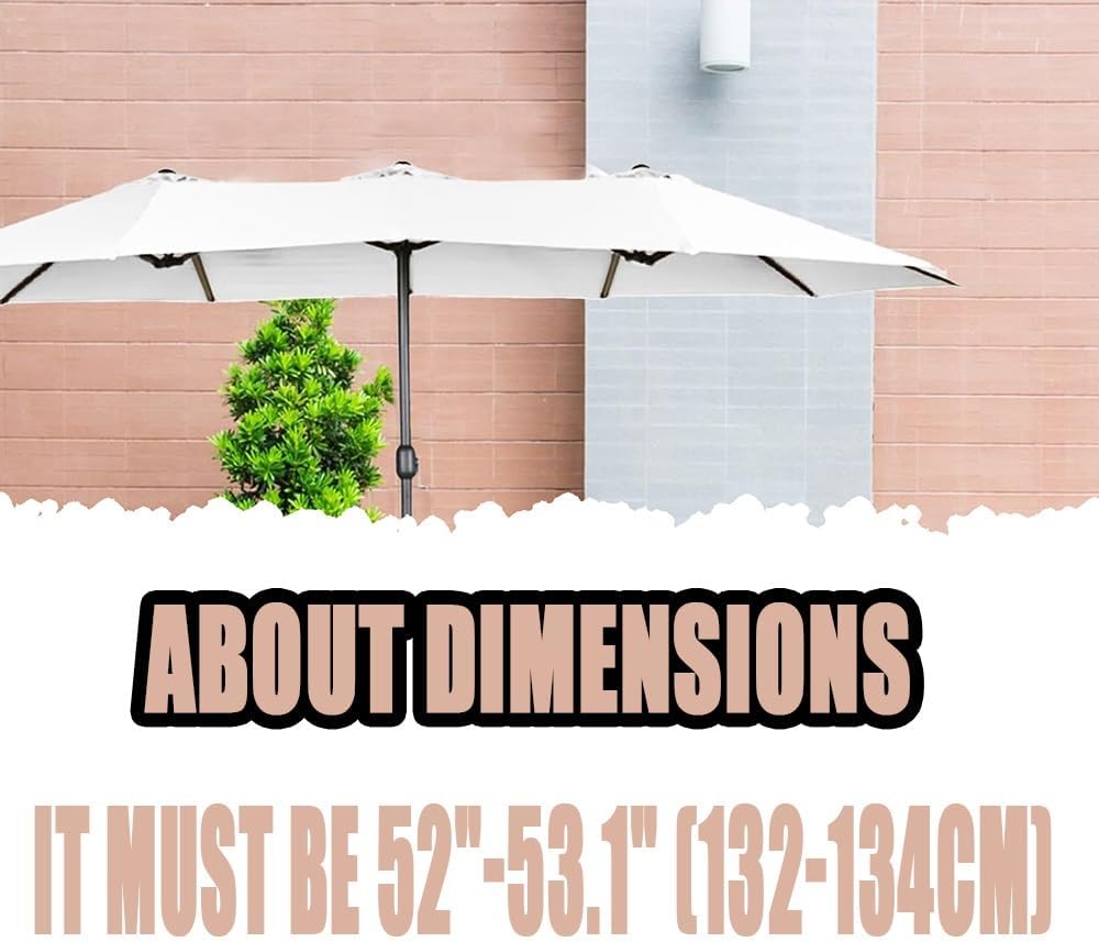 Khaki Double Sided Umbrella Canopy 15ft Patio Umbrella Replacement Cloth 12 Ribs Umbrella Top Cover for Market Garden Patio(Green)