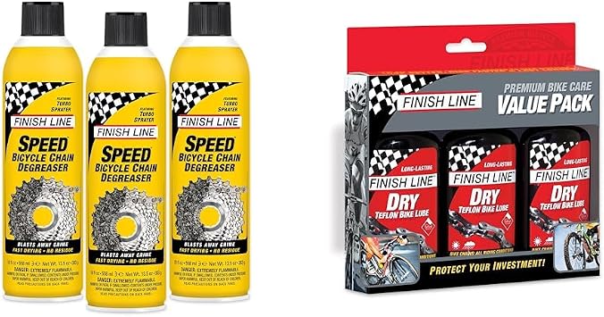 Finish Line Speed Bike Degreaser 54-Ounce and Dry Bike Lubricant with Teflon Squeeze Bottle 4oz Value Pack set of 3
