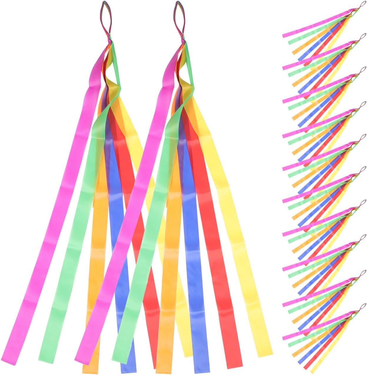 BESTOYARD 12Pcs Multi-Colored Dance Ribbon Set 39In Length Dacron Twirling Ribbons for Kids Gymnastics Physical Education and Party Decorations