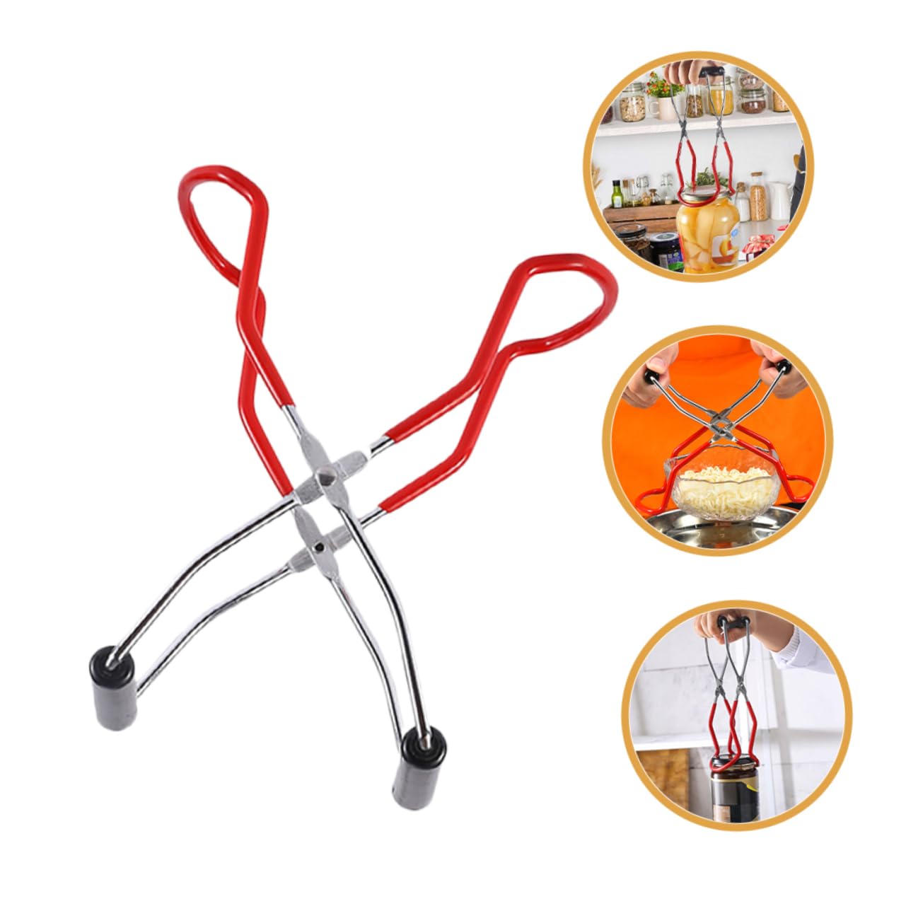 IMIKEYA 3 Ensembles Pince Cuisine Accessoires Accessoire Cuisine Pinces Cuisine Pince De Levage De Pot De Conserve Élévateur Anti-brûlure pour Bols Chauds Rouge 2 Pièces * 3