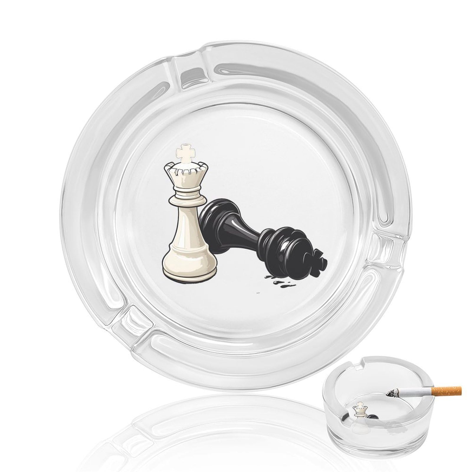 Nclqvjxzkhw Style Funny Chess Player Glass Ashtray Round Ash Tray Smoking Trays For Home Garden Outdoor