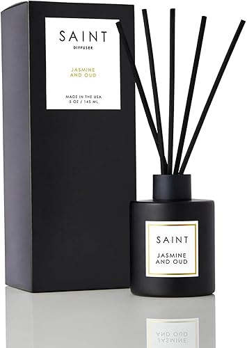 SAINT Difusor de junco, juego de difusor de aromaterapia con varillas difusoras de aroma, difusor de aceite de larga duración en tarro de vidrio