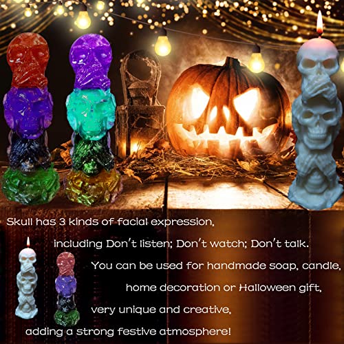 Zqysing Halloween Skull Candle Molds, 3D Skull Skeleton Silicone Molds For Diy Epoxy Resin, Handmade Soap, Aromatherapy Candle Column, Casting Art Crafts, Home Decor #TOP2