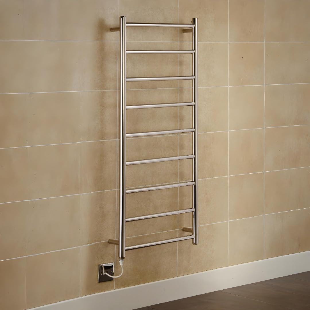 Manissa Mirror Polished Stainless Steel Selby Electric Stainless Steel Towel Rail 500X1200mm Towel Warmer Mirror Polished Finish