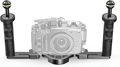 Seafrogs Dual Handle Underwater Camera Tray, Aluminum Alloy Underwater Video Stabilizer Camera Bracket with 2 Joint Arms, Handle Grip Tray Stabilizer for Camera Housing, Video Light (TS-7)