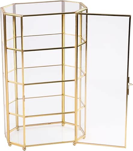 Glass Jewelry Display Organizer Box, Multi-Layer Geometric Trinket Storage with