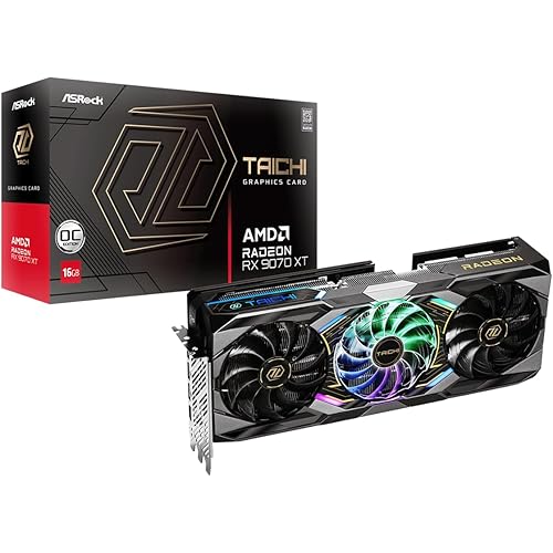 ASRock Radeon RX 9070 XT Taichi 16GB OC Graphics Card, AMD RDNA Architecture, 3100 MHz Boost Clock, 16GB GDDR6, DisplayPort 2.1a, HDMI 2.1b, Triple Fan Cooling, 16 Power Phase Design