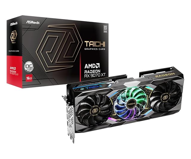 ASRock Radeon RX 9070 XT Taichi 16GB OC Graphics Card AMD RDNA 4 Architecture 16GB GDDR6 PCIe 5