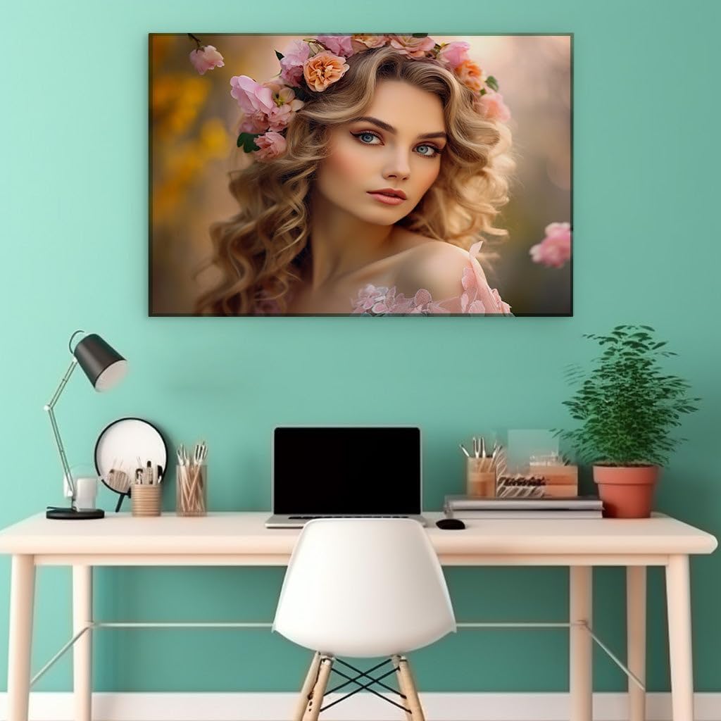 Canvas for Living room. A Vision in Pink: Enchantment in Bloom with a Serene Beauty, 27 x 18 inch Canvas Wall Art - Contemporary Masterpieces - Zen Wall Decor