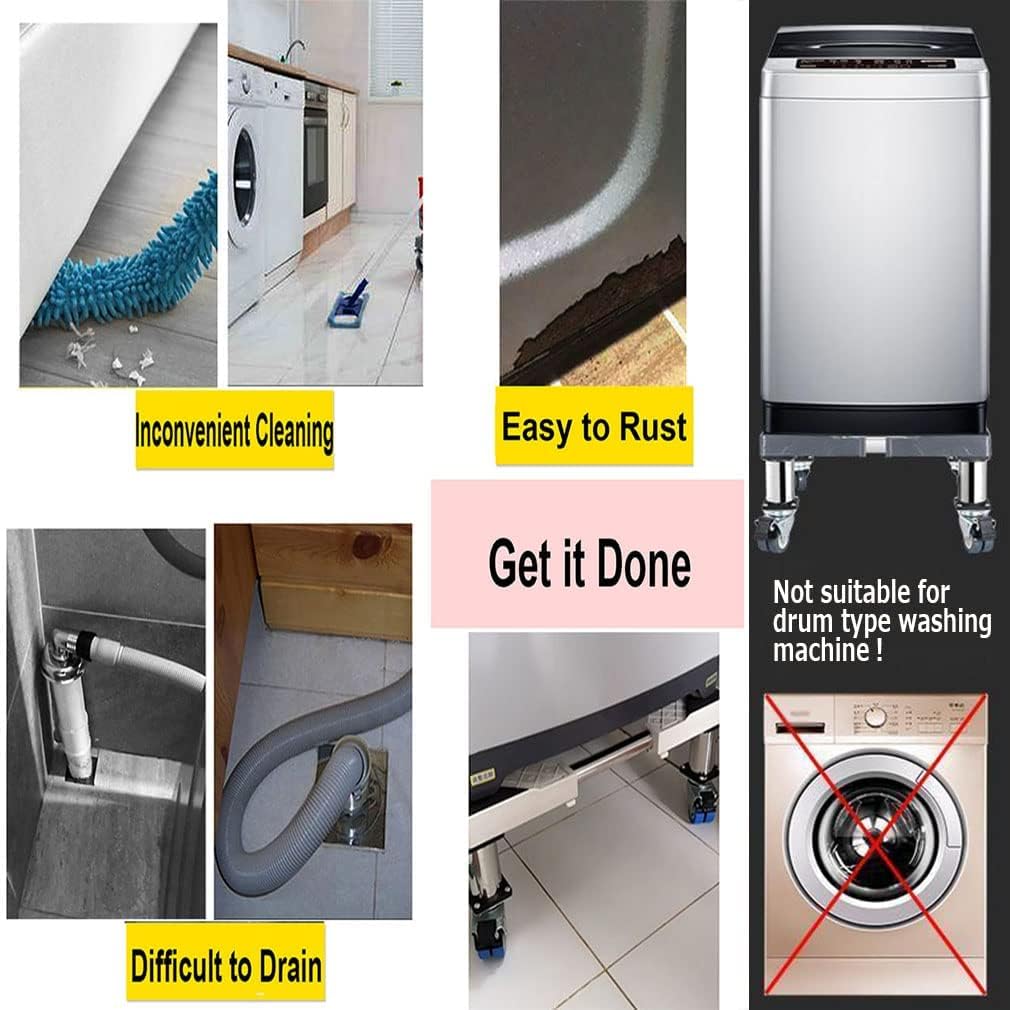 4/8/12 の強力な足が付いた多機能ベース 洗濯機ベース 防湿乾燥機と冷蔵庫の床トレイ 防振ミュート 長さ/幅 48-66cm 冷