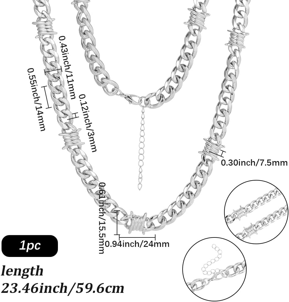 1 Box 1Pc Barbed Wire Chain Bracelets Men Women Chain Thorn Bracelet Punk Iron Cuban Link Wrist Gothic Hip Hop Emo Streetwear Jewelry for Men Women Statement Accessory Gift image 2