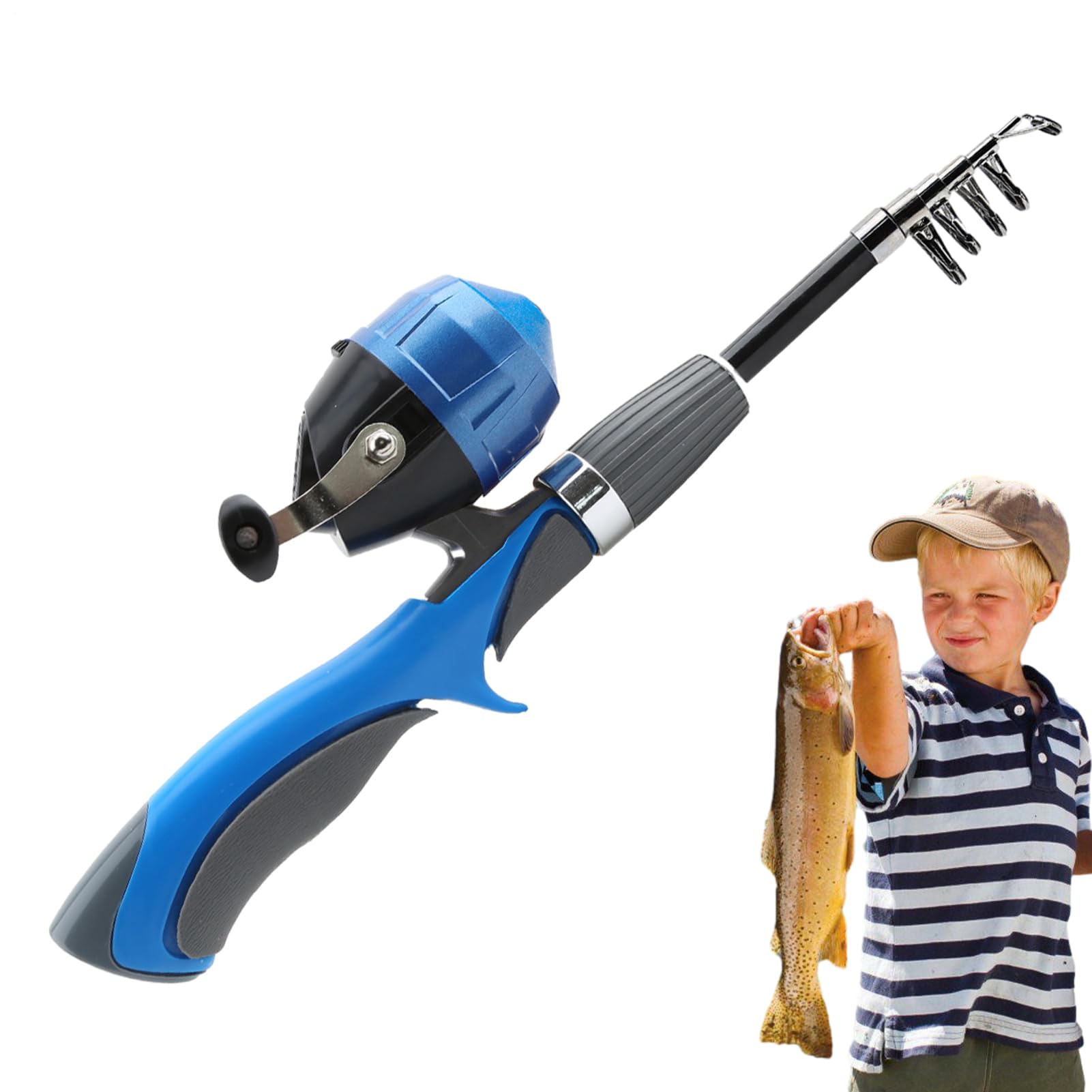 Caña de pescar para niños extensible con equipo antideslizante 8