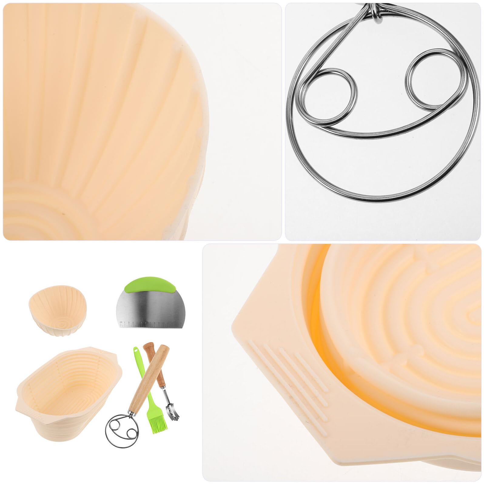 Juego de Cestas de Fermentación Accesorios para Hornear en Casa para Pan de Masa Madre Diseño Plegable de Silicona y Gran Capacidad