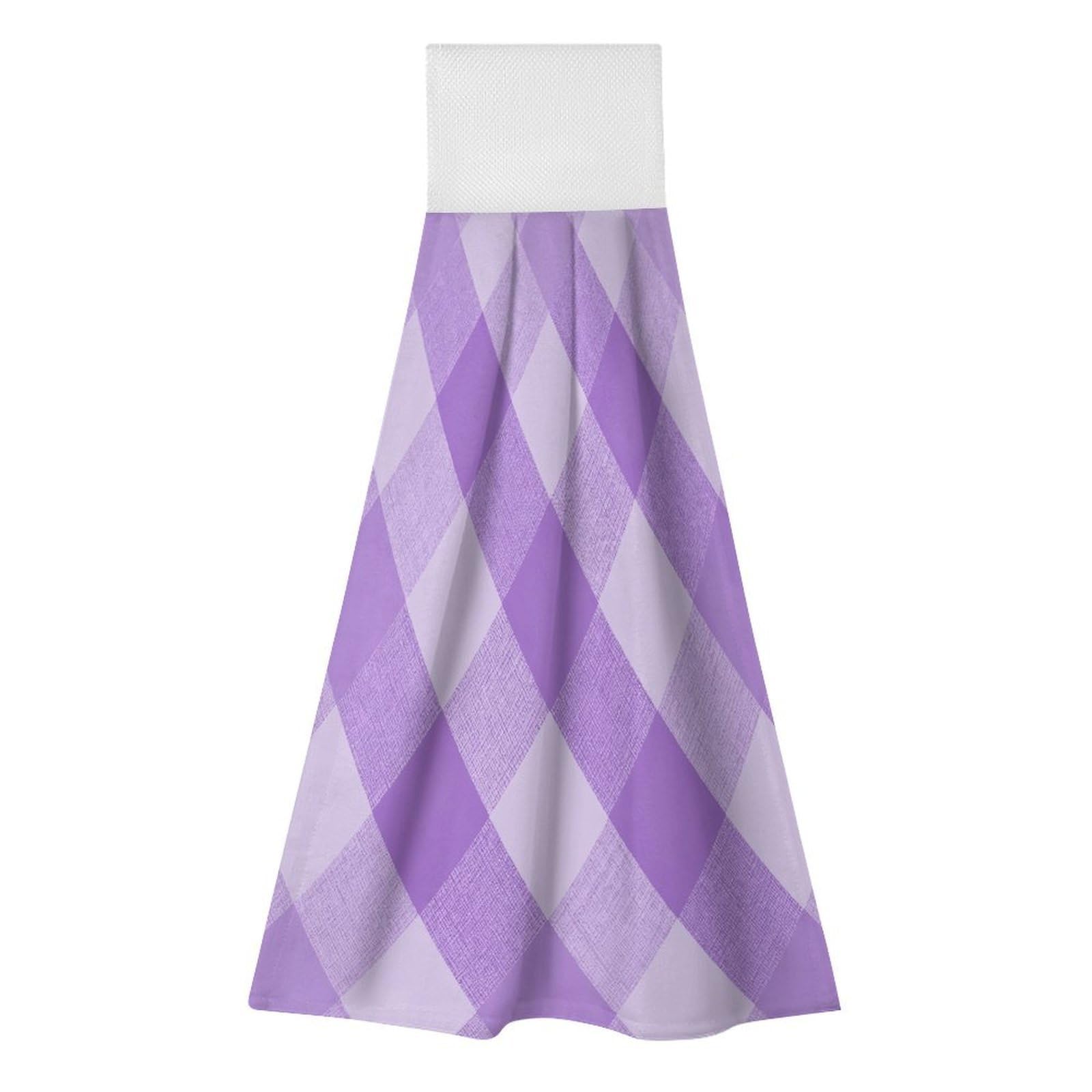 LZQPOEAS Lilac Checkered Hand Towel Reusable Polyester Towel Quick Dry Microfiber Washcloths, Reusable Lint Free Cleaning Towels for Bathroom Kitchen Hotel Spa Home Daily Use