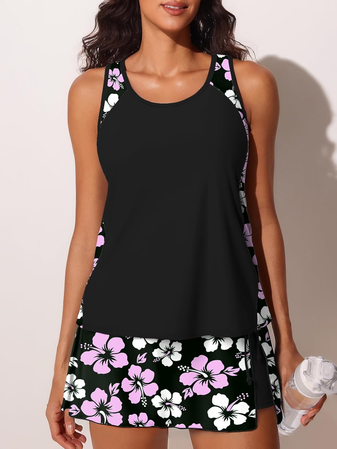 Summer Mae Blouson Tankini Swimsuits for Women 2026 Modest Tummy Coverage Bathing Suits with Skirt and Built-in Shorts
