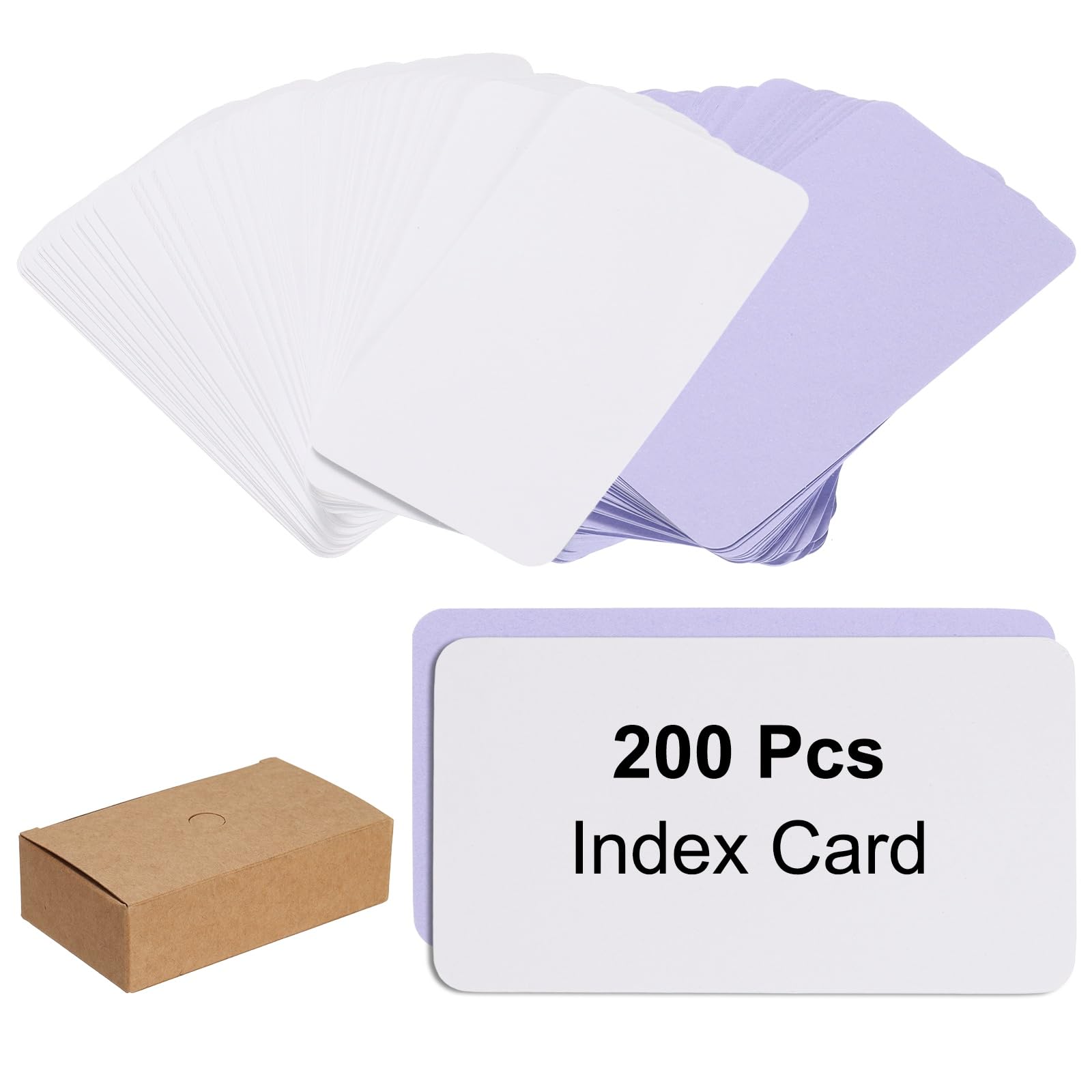 PATIKIL 3.5x2 Blank Kraft Index Cards, 100Pcs Small Blank Paper Message Business Cards for Reminder Study DIY Craft Invitation Tag Flash Vocabulary Word, White/Purple