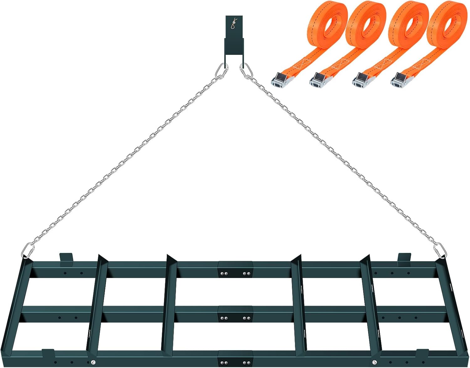 8FT Drag Harrow Driveway Grader, Driveway Drag with 6 FT Chain, Heavy Duty Power Rake for Gravel, Sand, Lawn, Soil, Hay, ATV, UTV, Mower, Tractor