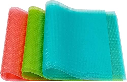 Miniatura 4 de AKINLY Paquete de 9 alfombrillas para refrigerador lavables impermeables para nevera estantes cajones manteles de refrigerador para estantes 3 rojo3