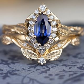 New retro court-style ladies' couple rings, fashionable gold-plated and sapphire inlaid rings