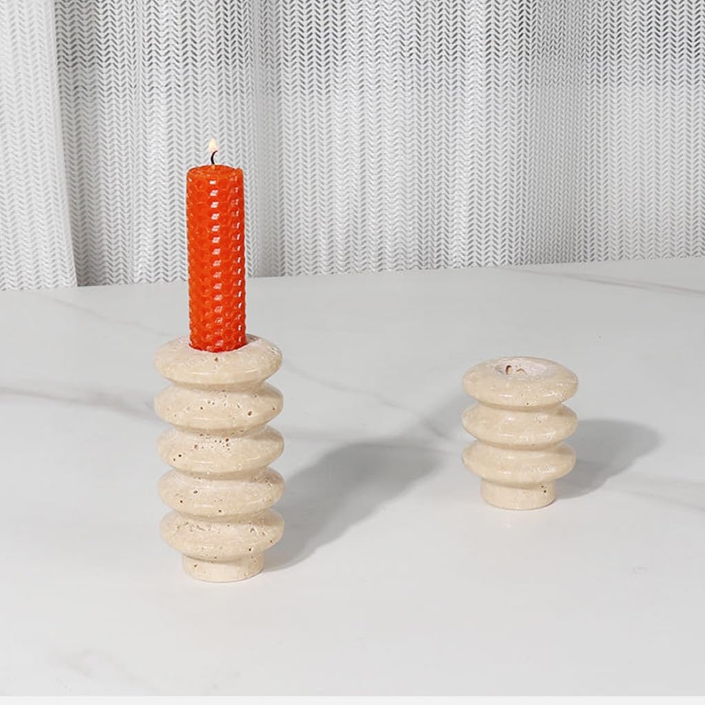 2 elegante Kerzenhalter aus Marmorstein, Kerzenhalter für anspruchsvolle Esstisch-Dekorationen