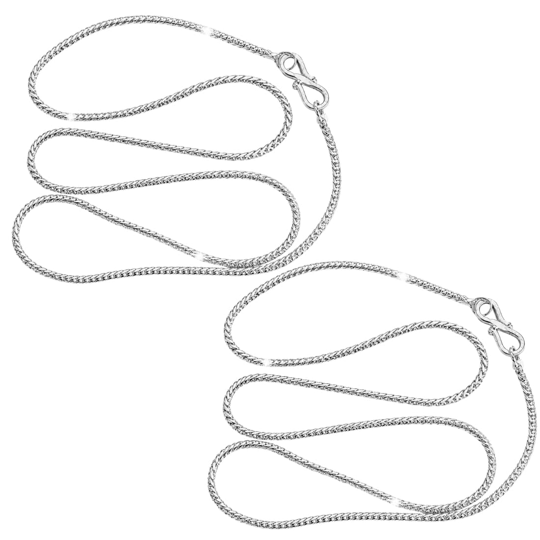 28 Inch Silver Plated Brass Chain Pack of 2 for Men Women 16g-image-39