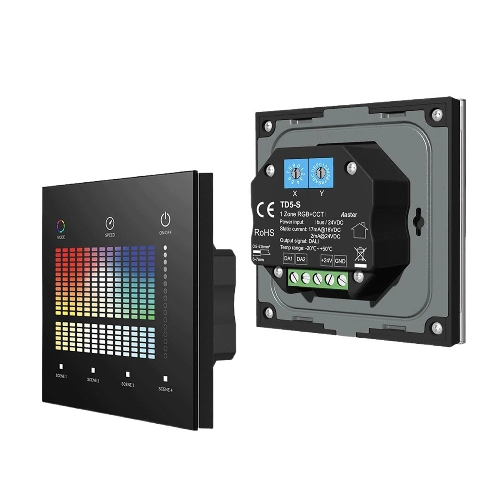 Controlador regulador de intensidad LED DT6 DT8 Pantalla táctil de cristal maestro montada en la pared 4 modos de control Botón táctil maestro con indicador LED(DIM TD1-S(B))
