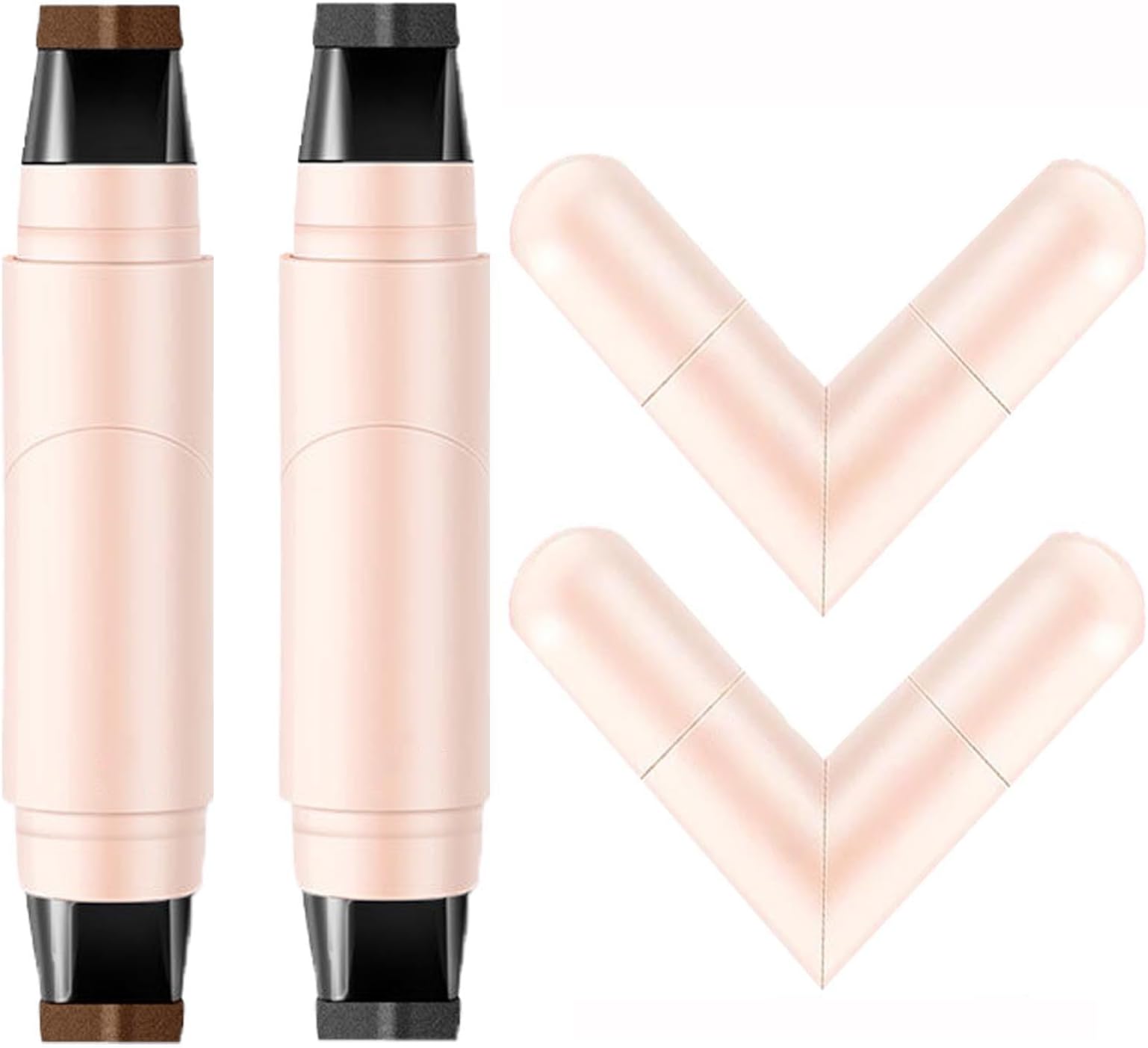 2Pcs Eyeliner Stamp, Double Headed Winged Eyeliner Tool for Quick Morning Makeup and Travel Application, Easy to Use for Beginners, Brown and Black