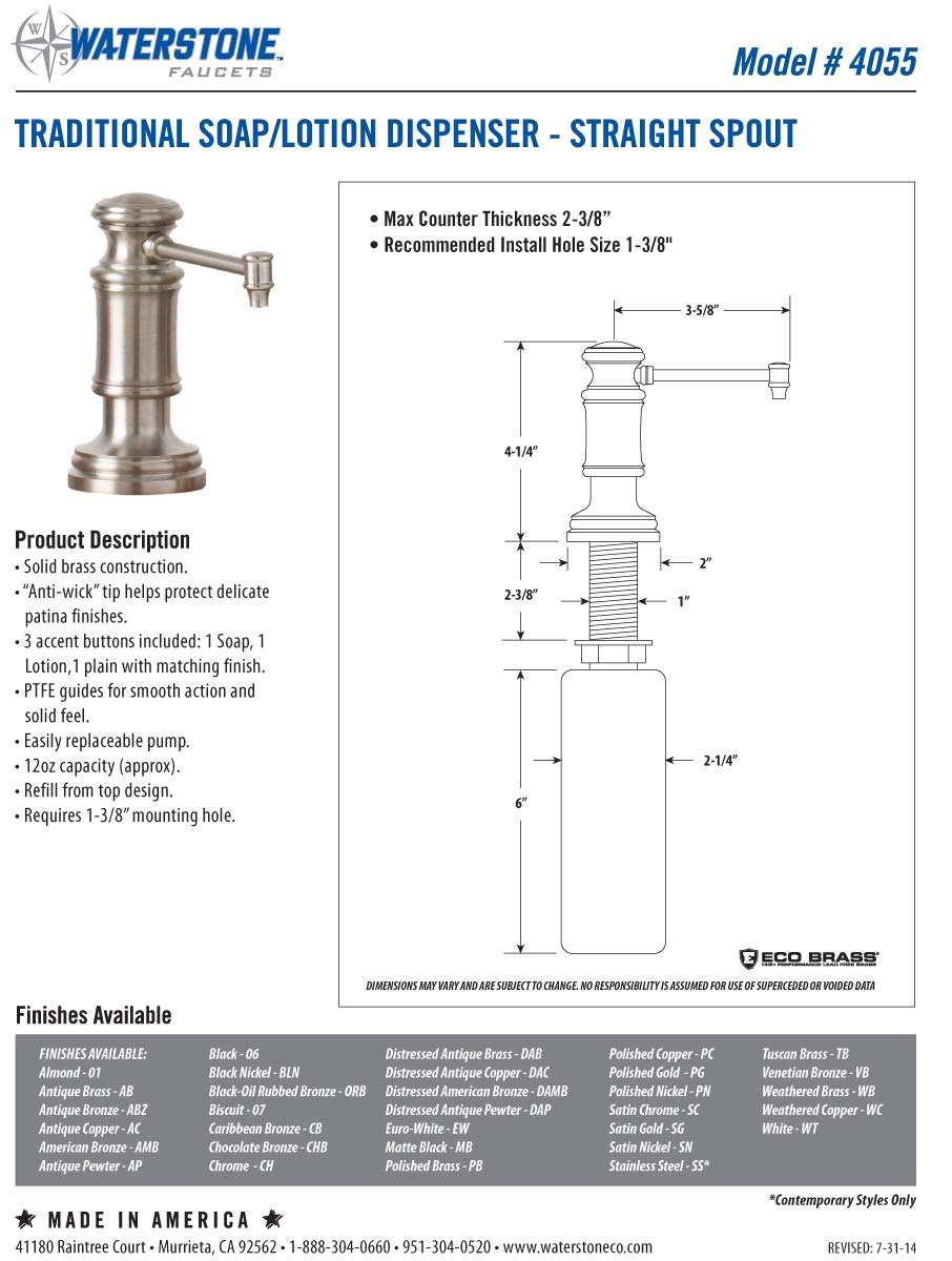 Waterstone 4700-3-MW Towson Prep Faucet 3pc Suite Matte White — view 4