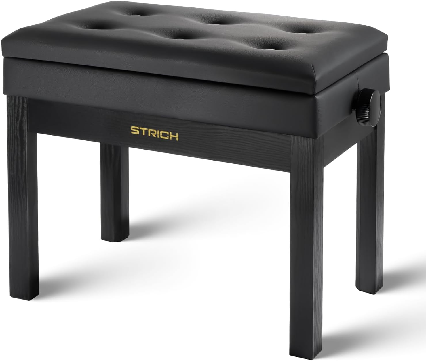 STRICH Adjustable Piano Bench with Storage, Wooden Keyboard Bench with Bookcase Stool Chair Seat with High-Density Sponges Cushion for Piano Shop Music School Studio, Black, SPB-20