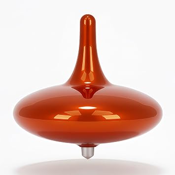 Electric Spinning Top, Ignition Orange, Premium Piano-Lacquer Finish | 6+ Hour Continuous Spin, Ambient LED Glow, Kinetic Desk Sculpture for Adults