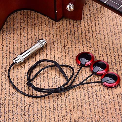 Alomejor Captador de guitarra autoadesivo transdutor Piezo 3 em 1 microfone contato com conector End