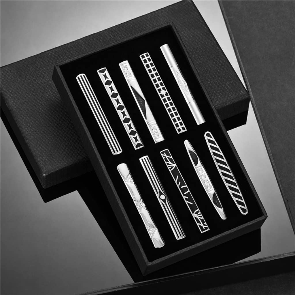 Set di 10 fermacravatta con confezione regalo, regali per gli ospiti di nozze, gemelli per camicia da uomo in metallo, per uomo, per il marito, gioielleria (Colore : B, Dimensioni : 10 pezzi) (B 10 pe