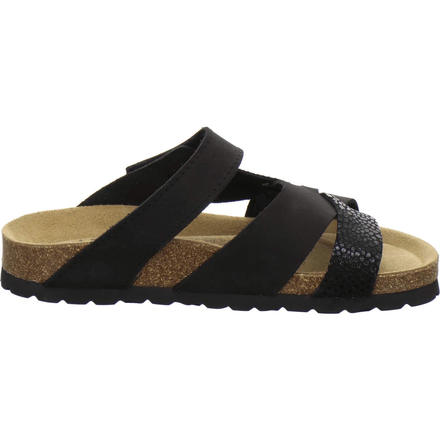 AFS-Schuhe 2120 Damen Pantoletten aus Leder mit Klettverschluss, Bequeme Hausschuhe für Frauen mit Fußbett, Made in Germany