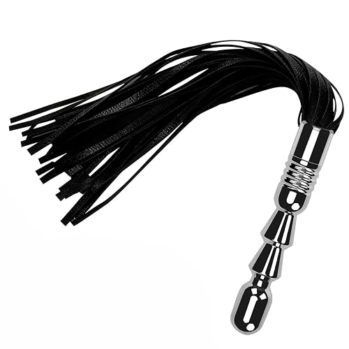 Metal Butt Plug with Tail Stainless Steel Butt Plug with Leather Tail Fetish Buttplug Anal Plugs for Cosplay Long Anal Plugs 2 in 1 Leather Sex Whips Assplug Ass Toy for Couple Black and Silver