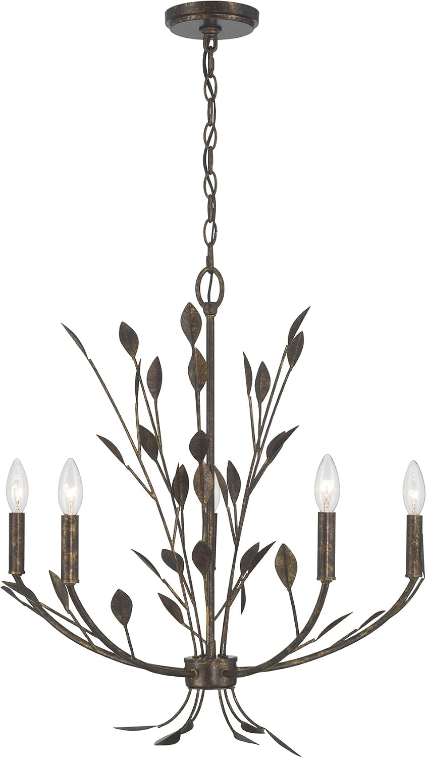 Savoy House 1-6706-5-334 Laska Botanical-Inspired Metal Chandelier by Breegan Jane, 5-Light 300 Total Watts, 26" H x 24" W, Enchanted Bronze