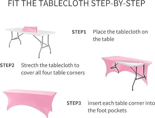 Miniatura 53 de Fokitut Paquete de 6 manteles de elastano para mesa de 6 pies, manteles elásticos universales para fiestas, banquetes, bodas y eventos, color negro