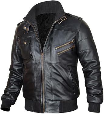 Mens Leather Winter Hooded Jackets for Men - Real Lambskin Waxed Brown Leather Jackets for Men With Removable Hood