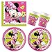 Procos 10210592 - zestaw imprezowy S Disney Minnie Happy Helpers, 52-częściowy zestaw, 16 talerzy, 16 kubków, 20 serwetek, naczynia jednorazowe, naczynia na imprezę, dekoracja stołu