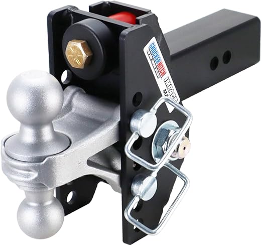 Shocker 20K Impact Max Cushion Combo Ball Hitch 4" Rise to 4" Drop, Fits 2-1/2" Hitch Silver Combo 2" & 2-5/16" Balls