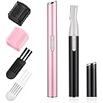 Chumia 2 Pcs Electric Eyebrow Trimmer Women Precision Face Razors Mini Shaver with Comb Christmas Women Gift Battery Operated Personal Epilator for Face Neck Fuzz Lips Leg(Pink, Black)
