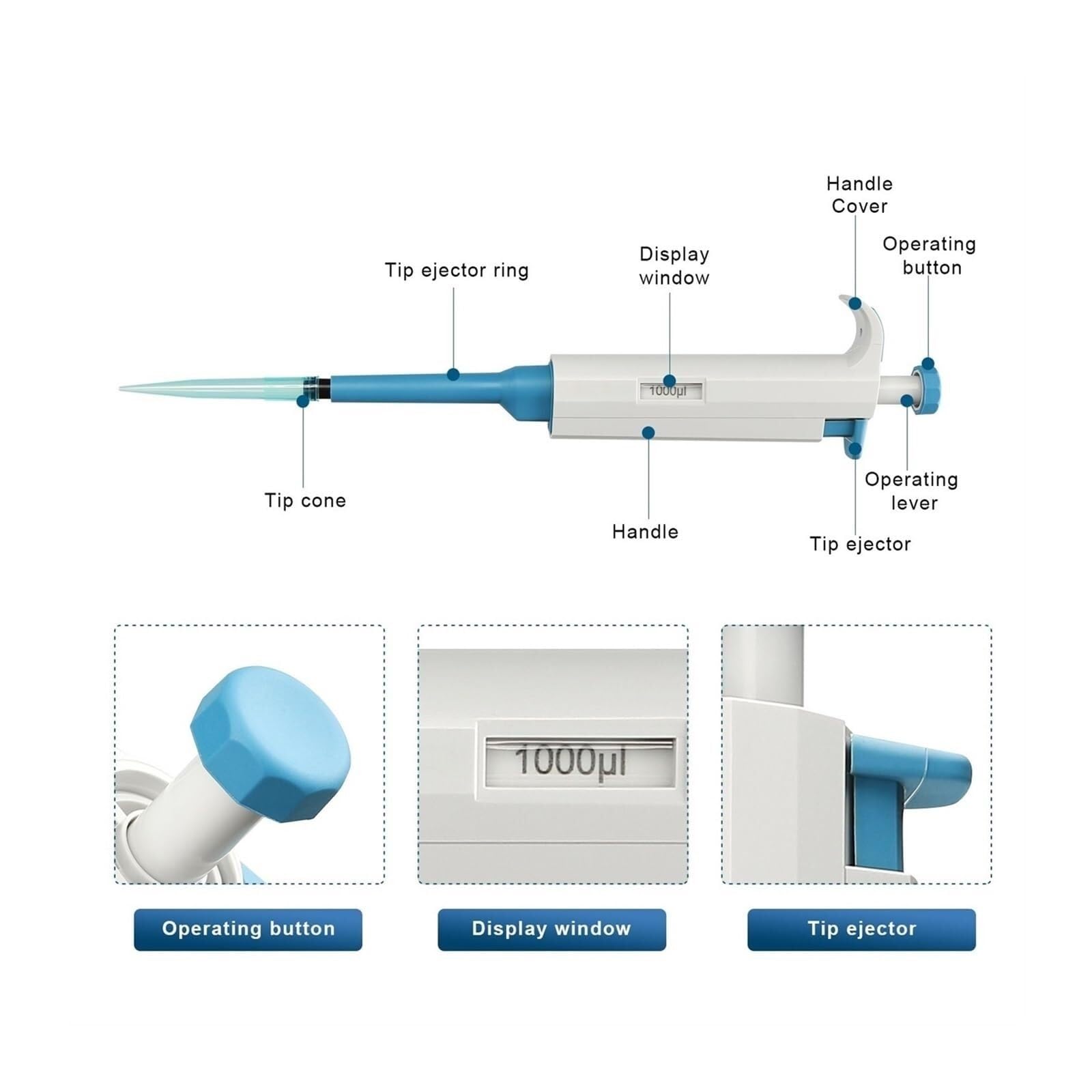 Pipetor Pipety Laboratoryjne Jednokanałowe O Pojemności Od 5ul Do 5000ul Ze Stałym Natężeniem Przepływu Mikropipety TopPette Digital Volume dla Laboratorium(10ul)